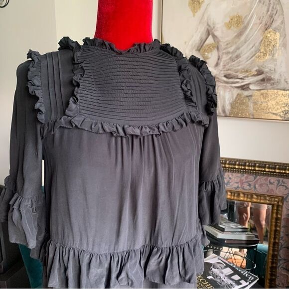 ULLA JOHNSON BLACK SILK MINI DRESS - Picture 5 of 15